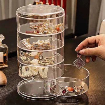 Transparent 360° Rotating Jewelry Box - 5 Layer – All-In-One Store