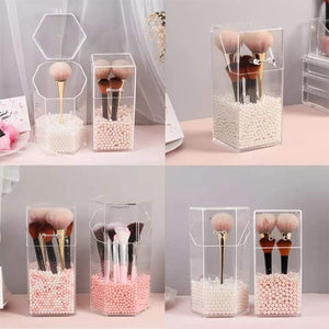Transparent brush holder with pearls - All-In-One Store