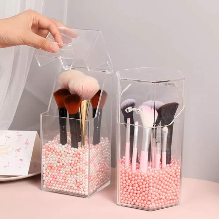 Transparent brush holder with pearls - All-In-One Store