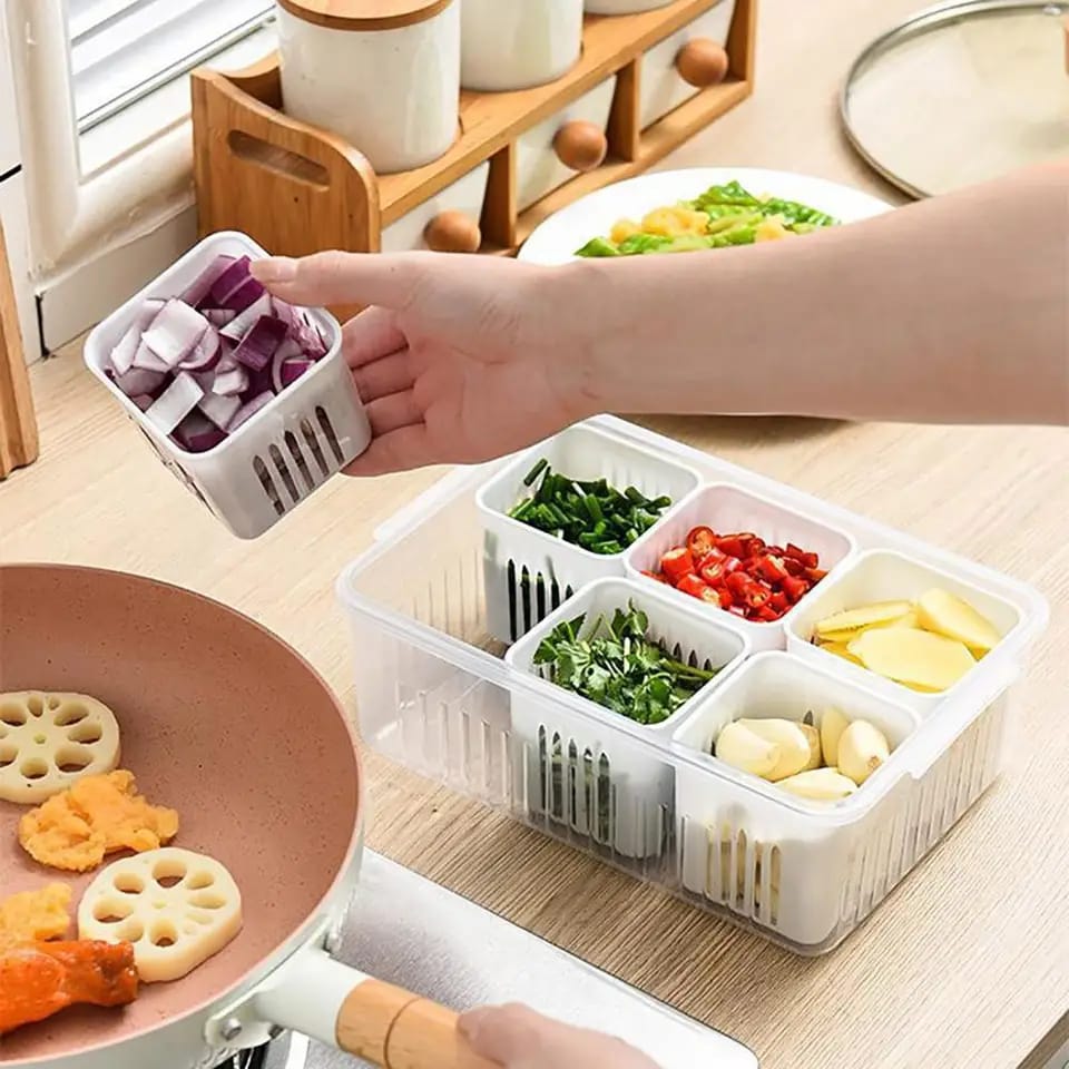 Vegetable & Fruit Storage Box With Lid - All-In-One Store