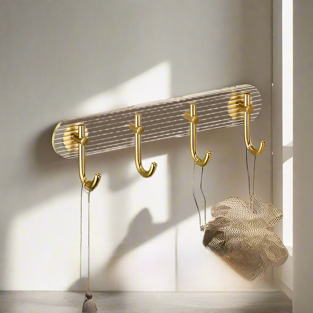 4 Pcs Modern Gold Accented Self-Adhesive Wall Hooks