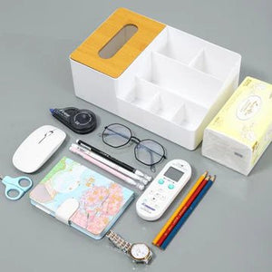 Wood-Topped Multi-Sectional Tissue Holder - All-In-One Store