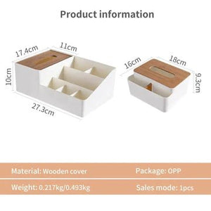 Wood-Topped Multi-Sectional Tissue Holder - All-In-One Store