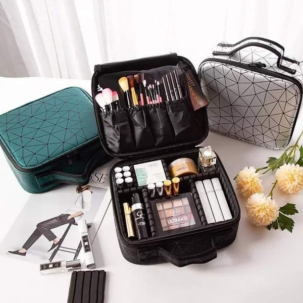 Diamond Pu Travel Cosmetic Bag - Large